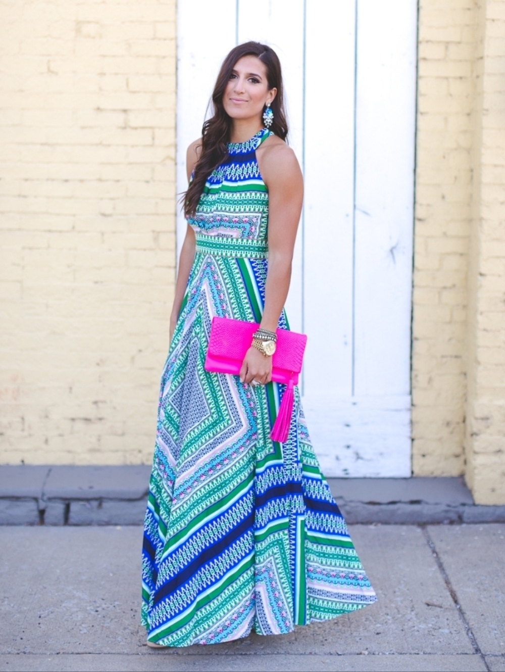 Eliza J Green & Blue Printed Maxi Dress 12 PETITE